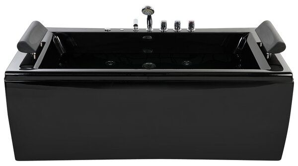 Rohová vířivá vana s LED osvětlením MONTEGO 172 x 83 cm Černá