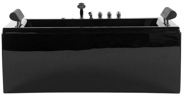 Rohová vířivá vana s LED osvětlením MONTEGO 172 x 83 cm Černá