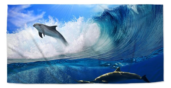Sablio Ručník Delfíni ve vlnách - 30x50 cm