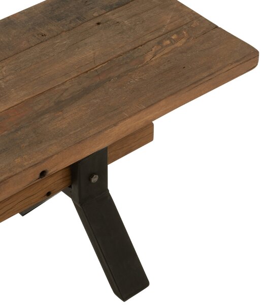 Hnědá vintage masivní lavice J-line Talia 180 x 35 cm