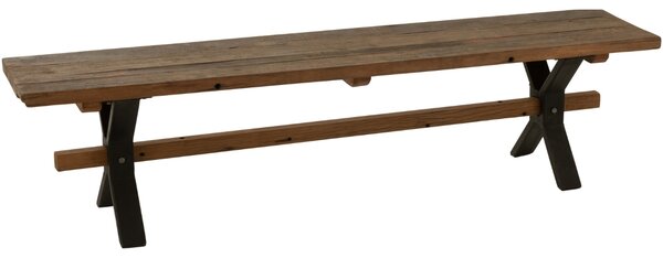 Hnědá vintage masivní lavice J-line Talia 180 x 35 cm
