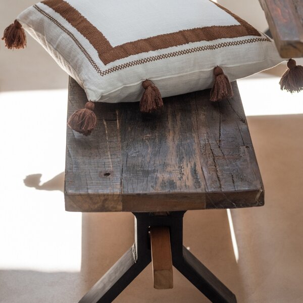 Hnědá vintage masivní lavice J-line Talia 180 x 35 cm