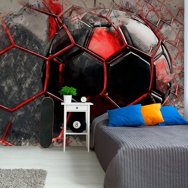 Fototapety Černo-červená koule, Fototapety dětské, Fototapety pro chlapce, u72803 : uwalls.cz