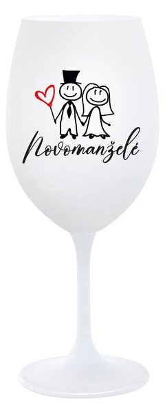 NOVOMANŽELÉ - bílá sklenice na víno 350 ml