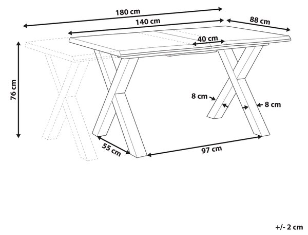 Rozkládací jídelní stůl BRONSON Tmavě hnědá 140/180 cm 90 cm