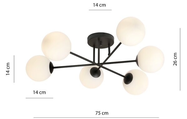 Emibig Roma stropní světlo 6x10 W černá 1232/6