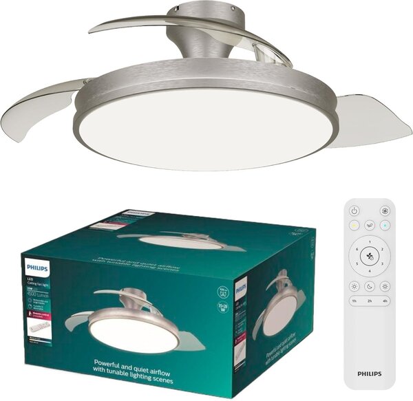 PH 8721103096081 Atlas DC stropní ventilátor a svítidlo 28W+35W nikl - PHILIPS