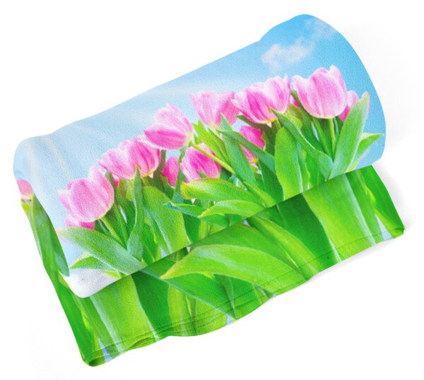 Deka SABLIO - Růžové tulipány 150x120 cm