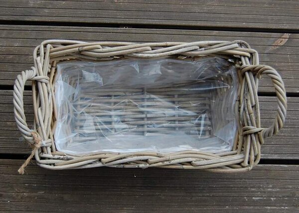 RATANOVÝ Košík s uchy CLASIC, Grey, 37x22x12 cm (Van der Leeden®)