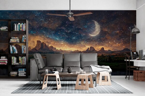 Fototapeta Hvězdná noc u řeky, Fototapety - Muralas.cz