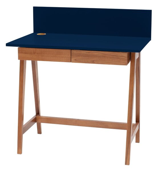 Petrolejově modrý psací stůl s podnožím z jasanového dřeva Ragaba Luka Oak, délka 85 cm