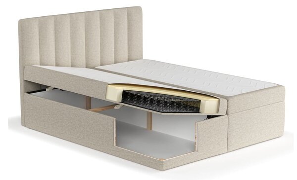 Béžová boxspring postel s úložným prostorem 160x200 cm Novento – Maison de Rêve