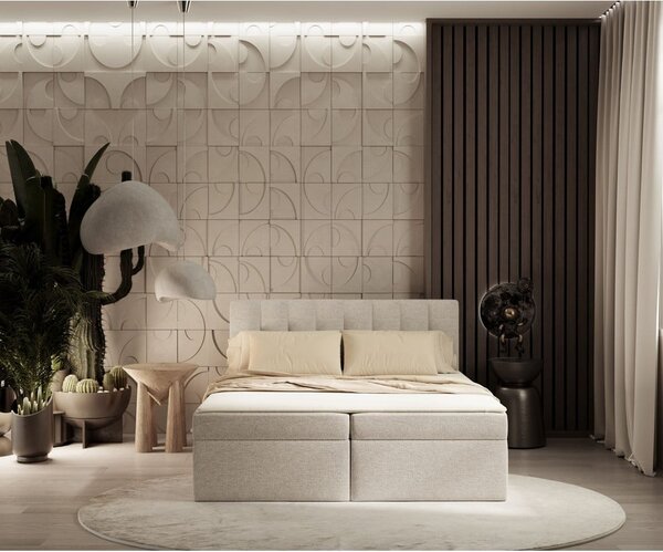 Béžová boxspring postel s úložným prostorem 160x200 cm Novento – Maison de Rêve