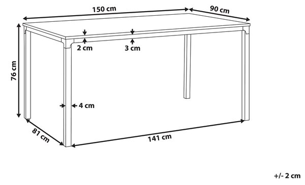 Jídelní stůl HOCKLEY Světle hnědá 150 cm 90 cm