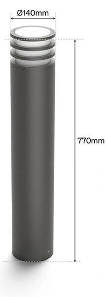 PH 8721103118752 Hue Lucca venkovní sloupkové LED svítidlo A60 WCA antracit 1000-20000K RGB - PHILIPS