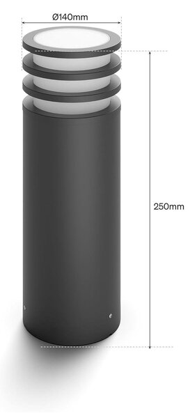 PH 8721103118691 Hue Lucca venkovní podstavcové LED svítidlo A60 WCA antracit 1000-20000K RGB - PHILIPS