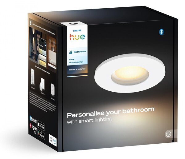 PH 8721103072962 Hue Adore zápustné koupelnové svítidlo kulaté 1x4,2W, 2000-6500K, IP44, bílá - PHILIPS