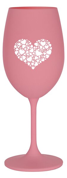 SRDCE - růžová sklenice na víno 350 ml