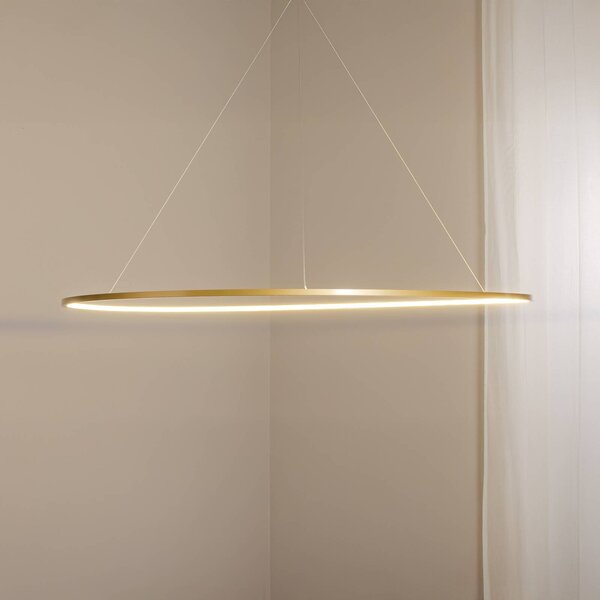 Milagro Lighting Závěsné světlo LED Saturno, Ø 120 cm, zlatá barva, 1-žárovka, 4 000 K, Mosaz / zlato, Obývací pokoj / jídelna, Hliník, Moderní