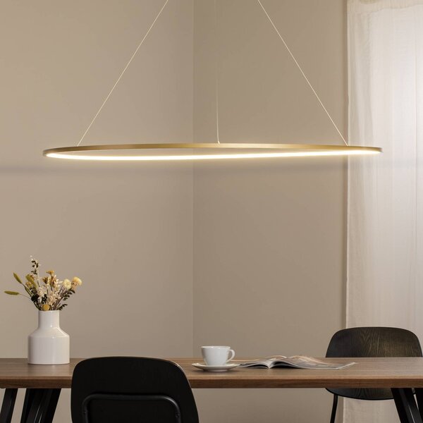 Milagro Lighting Závěsné světlo LED Saturno, Ø 120 cm, zlatá barva, 1-žárovka, 4 000 K, Mosaz / zlato, Obývací pokoj / jídelna, Hliník, Moderní