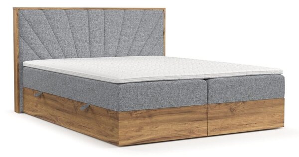 Boxspring postel s úložným prostorem v šedo-přírodní barvě 160x200 cm Asahi – Maison de Rêve