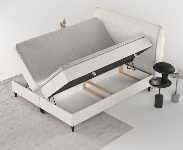 Krémová boxspring postel s úložným prostorem 160x200 cm Melba – Maison de Rêve