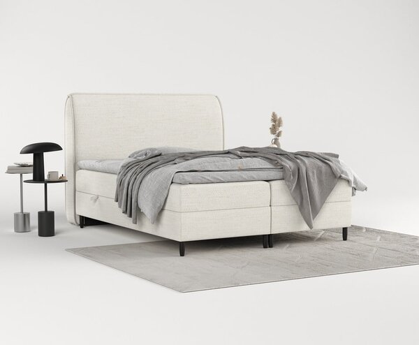 Krémová boxspring postel s úložným prostorem 160x200 cm Melba – Maison de Rêve