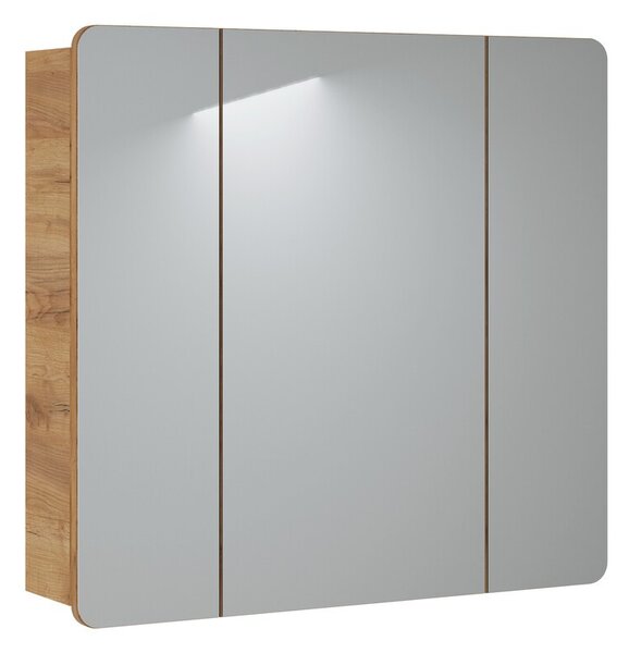 Comad Závěsná koupelnová skříňka se zrcadlem Aruba 843 3D dub craft zlatý