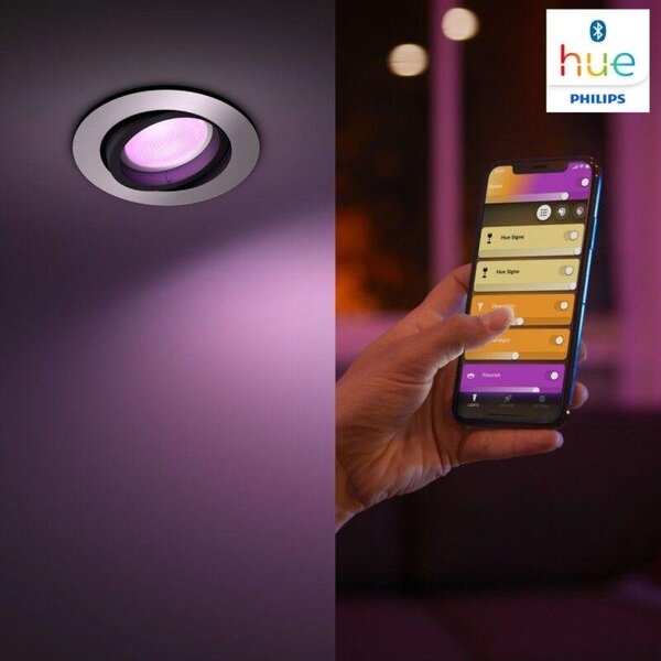 PH 8720169318793 Hue WACA Centura podhledové LED svítidlo GU10 5.7W 350lm 2000-6500K RGB IP20 kulaté hliník - PHILIPS