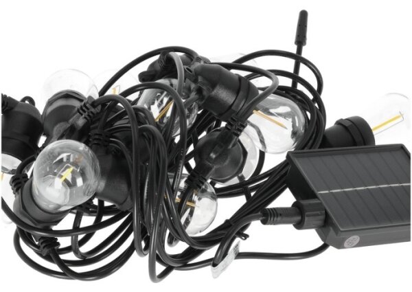 LED Stm solární řetěz STARLIGHT NEO 10xE27/3,7V 2700K IP54 1200 mAh 11,5m + DO