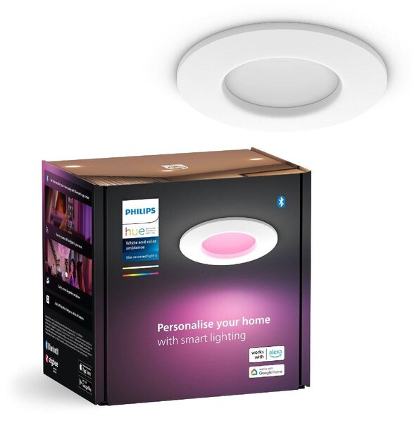 PH 8720169264090 Hue WCA Slim koupelnové zápustné svítidlo LED 8,3W 750lm 2200-6500K RGB 9cm kulaté IP44, bílé - PHILIPS