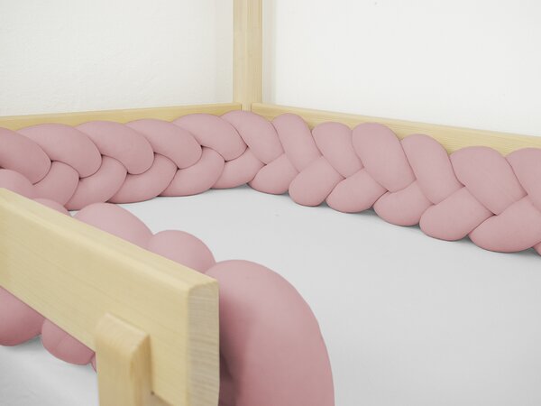 Bavlněný mantinel pletený do copu ze 3 pramenů - Šedá, 450 cm (4,5 metru)