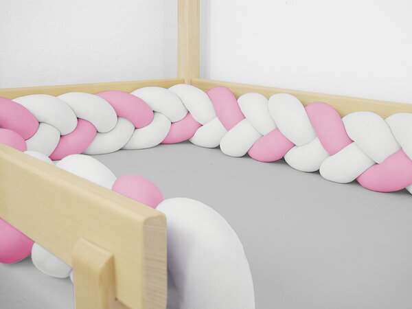 Bavlněný mantinel pletený do copu ze 3 pramenů - Šedá, 450 cm (4,5 metru)