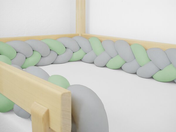 Bavlněný mantinel pletený do copu ze 3 pramenů - Šedá, 450 cm (4,5 metru)