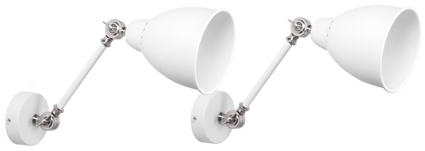 Sada 2 nástěnných lamp MISSISSIPPI Nastavitelná Kov Bílá