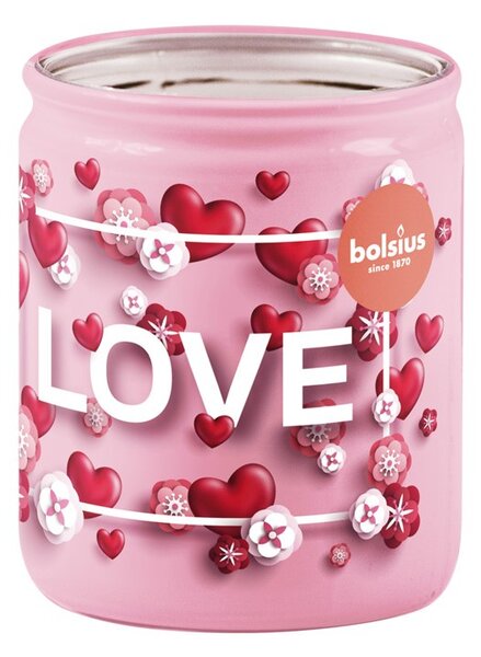 Bolsius Sklo Srdíčka Love, Vanilka, vonná svíčka 68x80mm