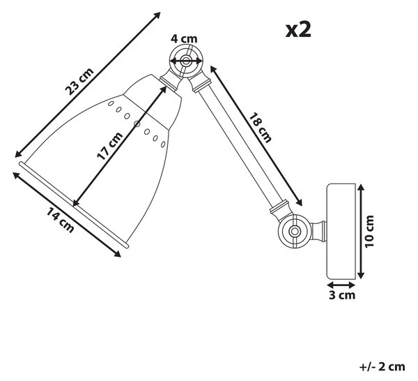 Sada 2 nástěnných lamp MISSISSIPPI Nastavitelná Kov Bílá