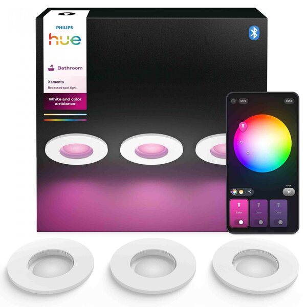 PH 8721103072900 Hue Xamento podhledové LED svítidlo 3x4,2W, 2000-6500K, RGB, IP44, bílá (3ks) - PHILIPS