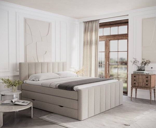 Béžová boxspring postel s úložným prostorem 180x200 cm Ruby – Maison de Rêve