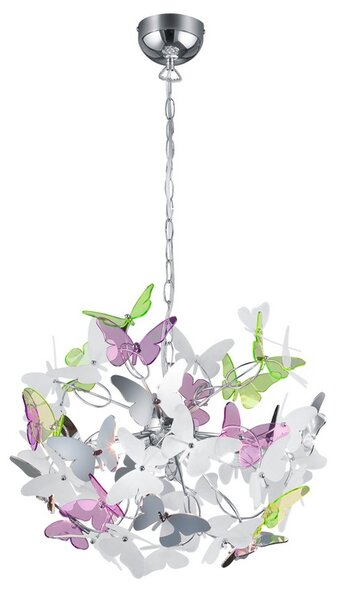 Trio Leuchten R30214017 BUTTERFLY - Závěsný lustr s motýlkama 4 x G9, Ø 50cm (Moderní dětský lustr )