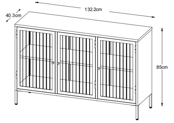 Unique Furniture Kovová vitrína Bronco 85 x 132 cm