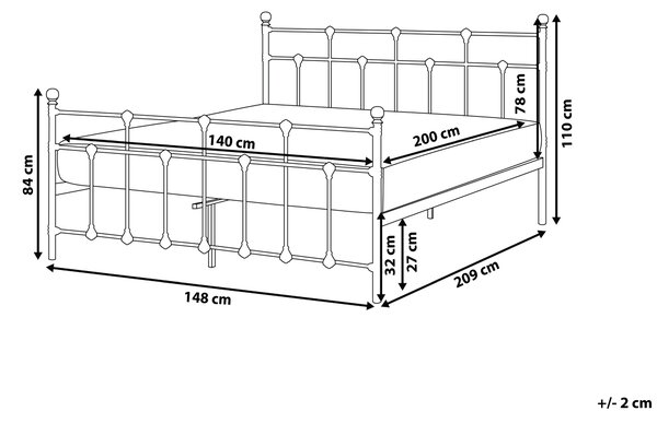 Postel Kov LYNX 140 x 200 cm Černá