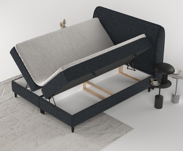 Černá boxspring postel s úložným prostorem 140x200 cm Melba – Maison de Rêve