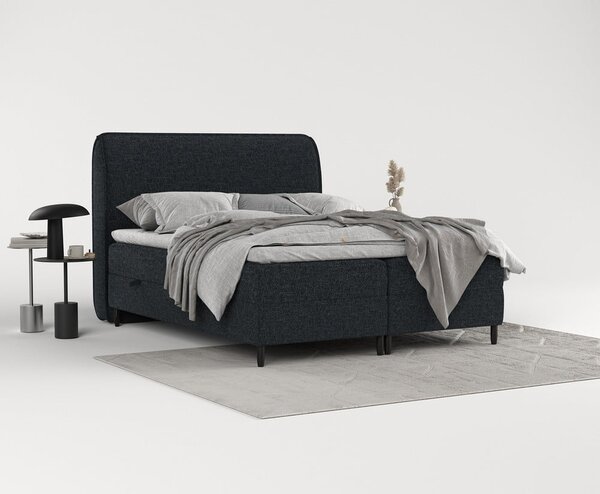 Černá boxspring postel s úložným prostorem 140x200 cm Melba – Maison de Rêve