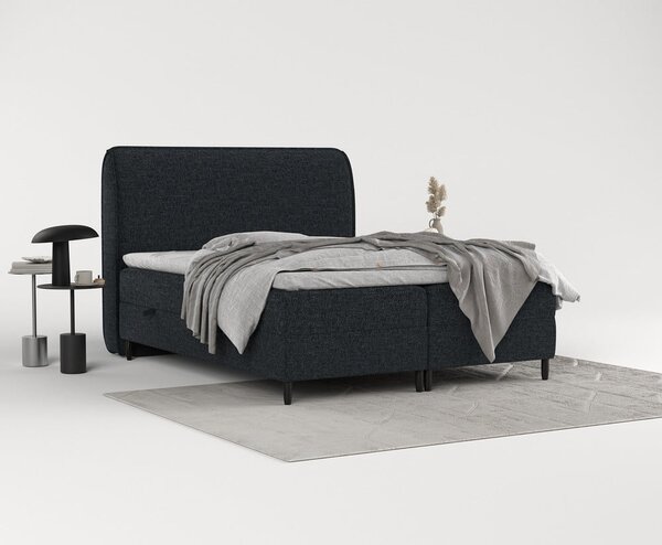 Černá boxspring postel s úložným prostorem 140x200 cm Melba – Maison de Rêve