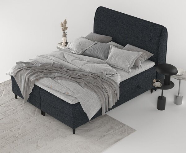 Černá boxspring postel s úložným prostorem 140x200 cm Melba – Maison de Rêve