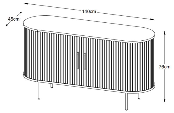 Unique Furniture Dubová komoda Nola 140 x 45 cm