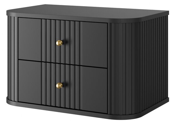 Set závěsných nočních stolků Vesper 56 cm - černá / zlaté úchytky