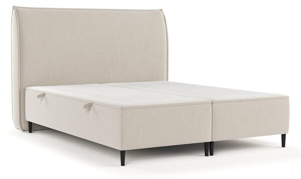 Béžová čalouněná dvoulůžková postel s úložným prostorem 200x200 cm Draco – Maison de Rêve