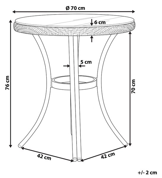 Bistro stolek RIFREDDO 70 cm 70 cm Bezpečnostní sklo Černá
